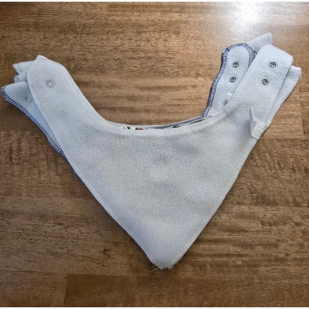 Modern Baby Bandana Bibs Set of 6 Dog Theme Blue Grey White Cotton Blend Snaps